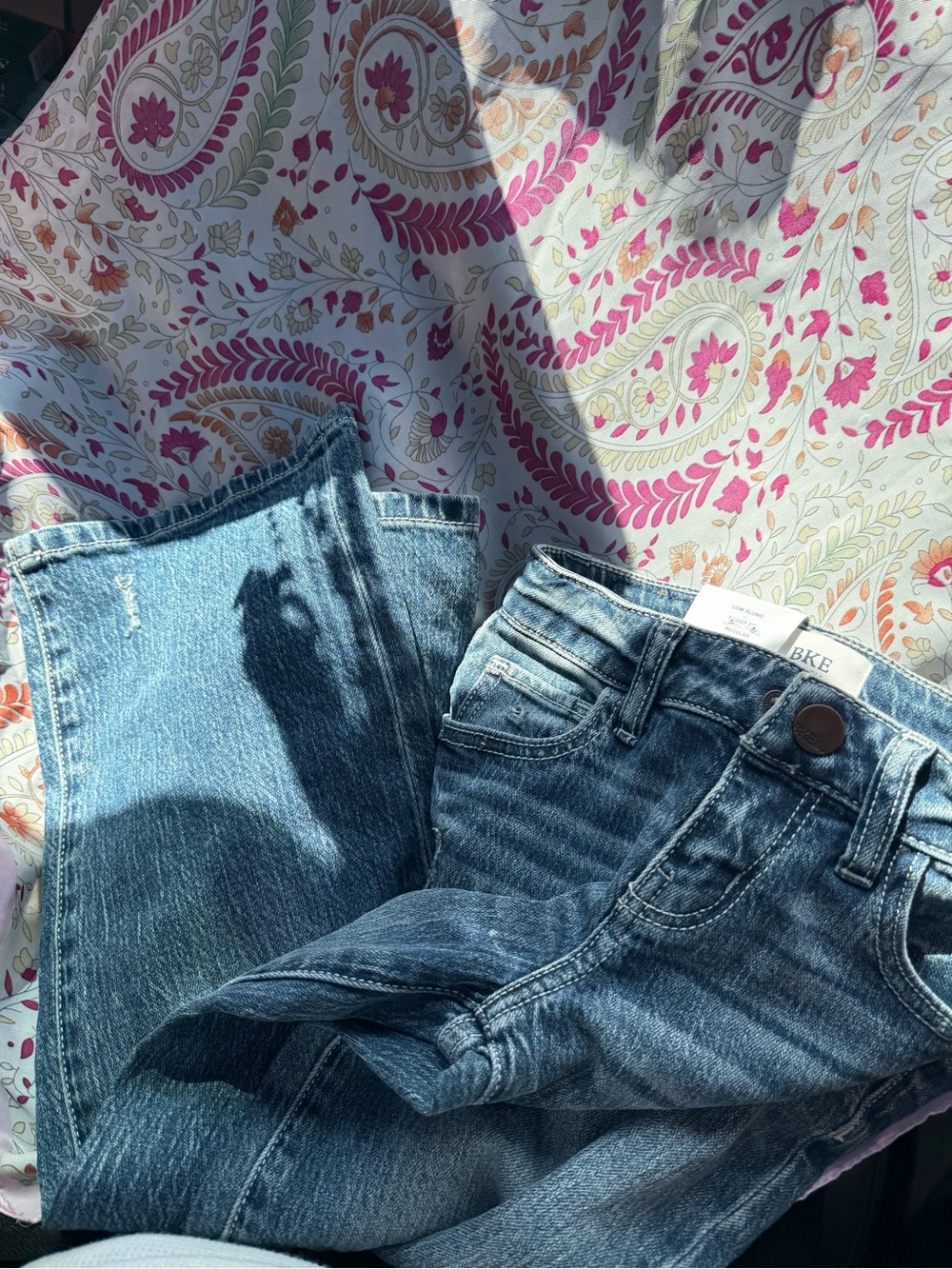 BKE Girl Light-Mid Blue Slow Slung, Baggy Leg Jeans